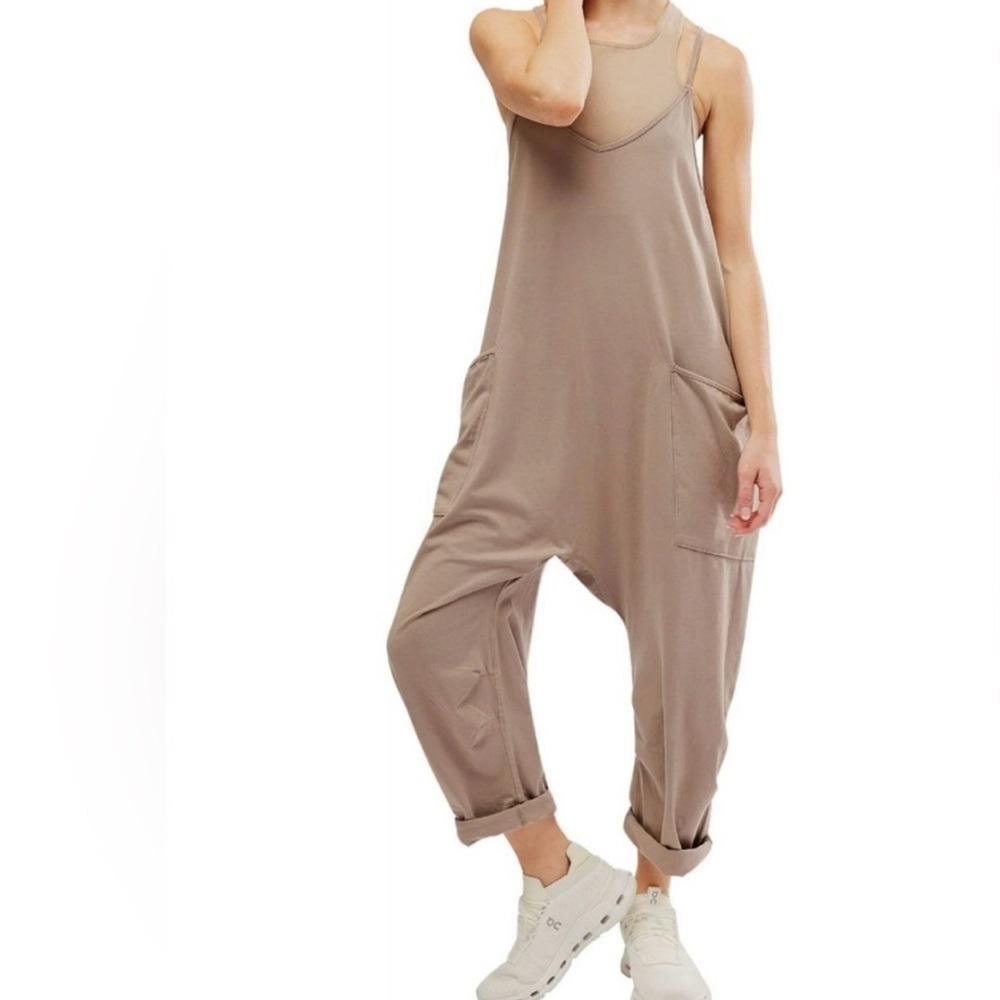 NWT Free People Movement Hot Shot Onesie in Mocha Latte Jumpsuit
